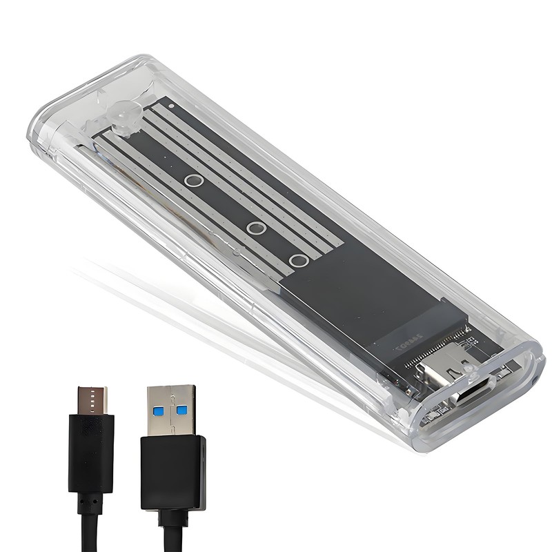 M.2 SSD Transparent Enclosure NGFF USB Adapter, External Hard Drive