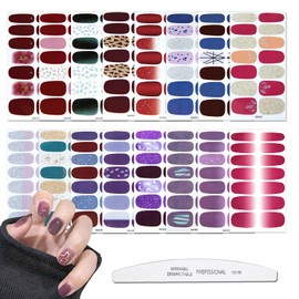 WOKOTO 16 Sheets Self Adhesive Nail Wraps Decals Tips with 1pc Nail File Mix Design Nail Art Polish Stickers Strips Set Manicure Accessories Gel Nail Strips Stickers Full Nail Wraps Stick On Nails