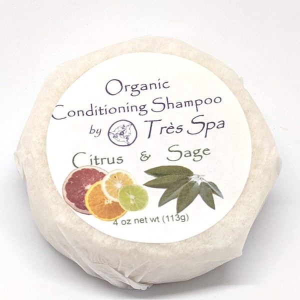 Organic Conditioning Shampoo by Très Spa | Solid Shampoo Bar | 100% Natural | Vegan Friendly | Eco-Friendly (Citrus Sage)