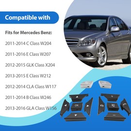 Steering Wheel Control Button Kit 2185400162 2185400262 Fits for Mercedes Ben A B C E G ML GL GLK GLA Class W204 X204 W212 W156 W246 W207 W117 W218(Silver and Black)