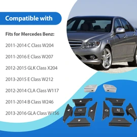 Steering Wheel Control Button Kit 2185400162 2185400262 Fits for Mercedes Ben A B C E G ML GL GLK GLA Class W204 X204 W212 W156 W246 W207 W117 W218(Silver and Black)