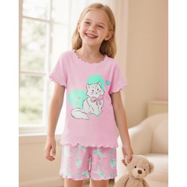 Sylfairy Girls Pajamas Set Toddler Girls Gifts PJs Summer Sleepwear Short Sleeve Top and Pants Jammies Set