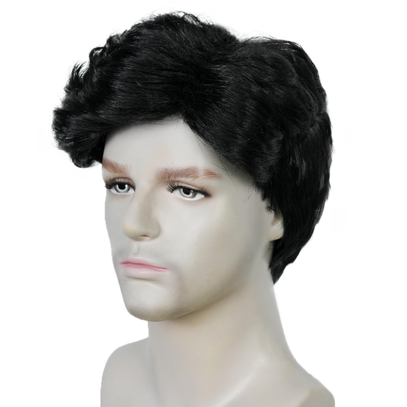 TIKJOYS Black Wig for Men Adults Prehistoric Man Wigs Short