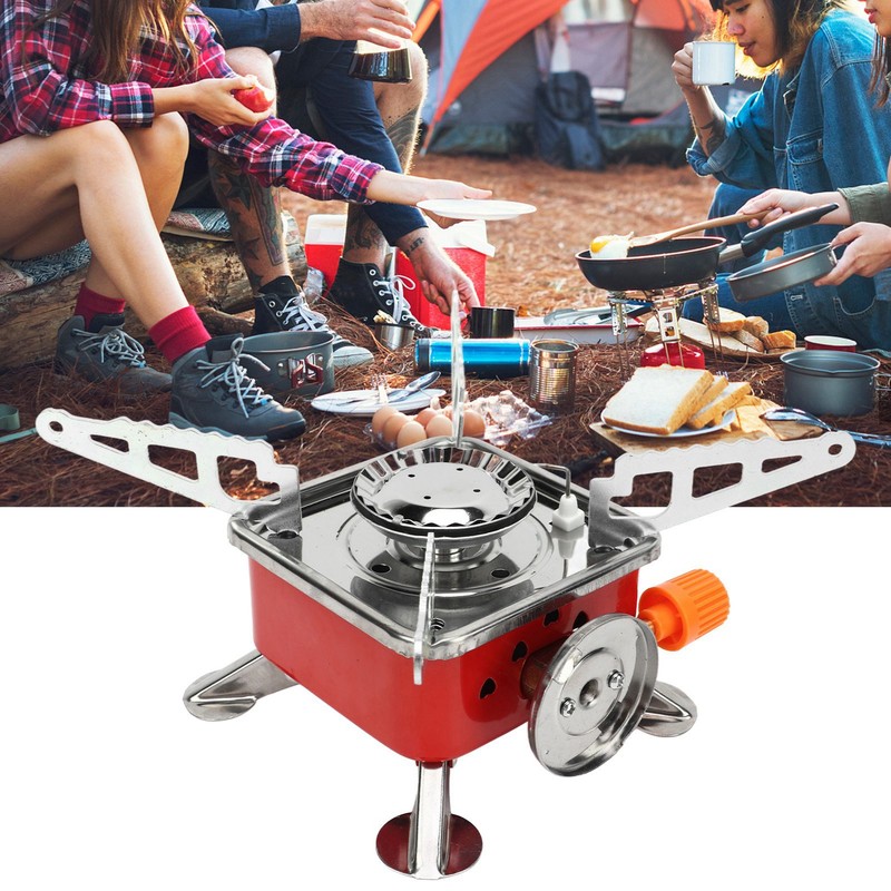 Mini Square Camping Stove Compact Folding Wind Proof Outdoor Backpacking