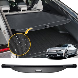 BIGACOVER for EV6 Cargo Cover Retractable Rear Trunk Security Cover Shielding Shade Compatible with 2022 2023 Kia EV6 (Black Carbon Fiber Texture)