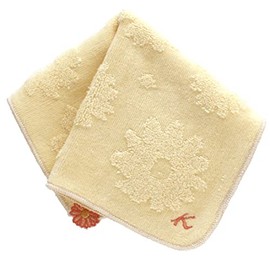 Kitamura 000208-0003-02 Flower Pattern Towel Handkerchief, Women's, Orange / 100% Cotton, Handkerchief, Present, Gift
