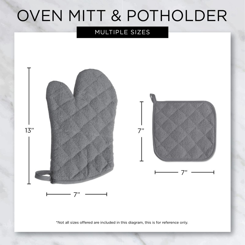 DII Basic Terry Collection 100% Cotton Quilted, Oven Mitt, Wine,
