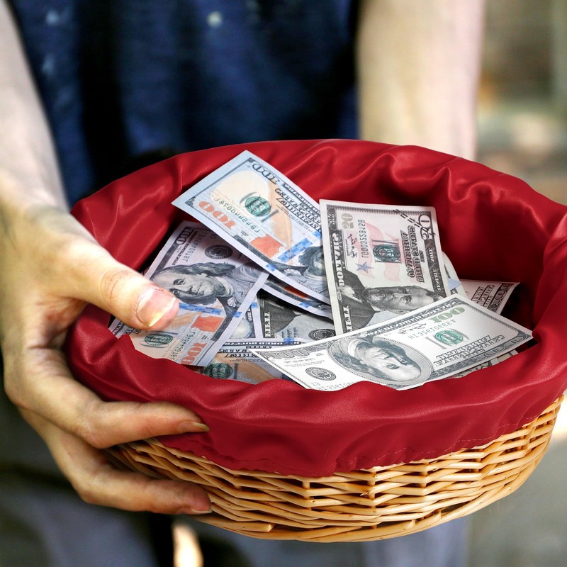FillTouch 2 Pcs 12 Inches Round Offering Baskets for Church