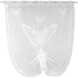 Arsvita Swallowtail Bistro Curtain in White (W x L) 100 x 160 cm - Design: Butterfly