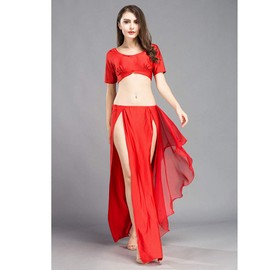 ROYAL SMEELA Belly Dance Costume Set for Women Chiffon Belly Dancing Skirts and Tops Dance Dresses Bellydance Outfit One Size