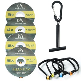 M MAXIMUMCATCH Maxcatch Fly Fishing Leader Tippet Material with Tippet Line Holder & Tender, Clear, 50m/55Yds, 4PCS (1X+2X+3X+4X)