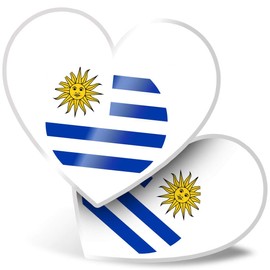 2 x Heart Stickers 7.5 cm - America Montevideo Flag Uruguay Laptop Tablet Luggage Scrapbook #9164