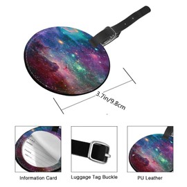 TKS MITLAN 1 Pcs Luggage Tag Rainbow Galaxy Space Privacy Cover ID Label Address Card for Travel Bag Suitcase Cloud Cluster Colorful Interstellar Cosmic Astronomy Leather Luggage Tag Travel(Round)