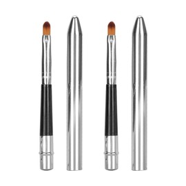 2pcs Retractable Sealing Design Lip Brush, Easy Cleaning Single Head Aluminium Tube for Daily Makeup