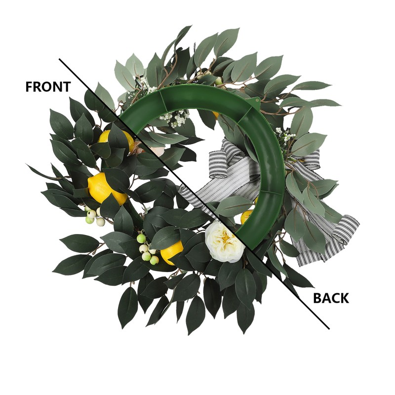 Summer Yellow Lemon Roses Wreath Front Door Artificial Spring Flowers