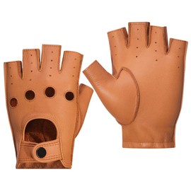 Meetoget Driving Gloves for Men Deerskin Leather Fingerless Unlined Gloves CAM03, Tan, Size Small