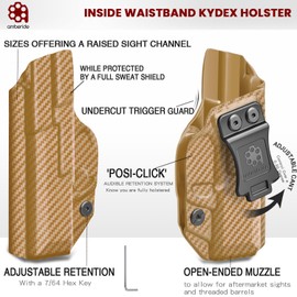 Amberide IWB & OWB KYDEX Holster Fit: Springfield Armory Hellcat Pistol, Inside Waistband Concealed Carry, Adjustable Cant & 'Posi-Click' Retention, USA Made by Amberide