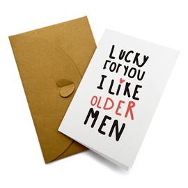 UHADRE Funny Birthday Card for Him(Envelope and Note Paper Included), Lucky for You I Like Older Men, Husband Birthday Card, Birthday Card for Dad,Love You Birthday Card-BDC26