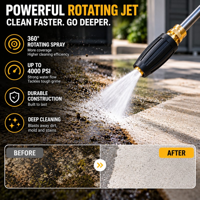 Turbo Nozzle for Pressure Washer – 360° Rotating Spray with
