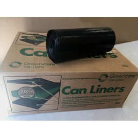 Green Core 70% Post Consumer Waste Heavy Duty.95 MIL, Plastic Waste Bags, Black, 20-30 Gallon, (Case of 250)