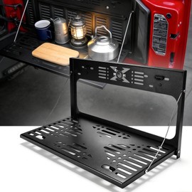 OFFROAD GAMERS Tailgate Table Fits 2007-2026 Wrangler JK JL JLU, Rattle-Free Foldable Rear Storage Shelf with Tactical Molle Panel, Heavy-Duty Outdoor Camping Table & Overlanding Gear