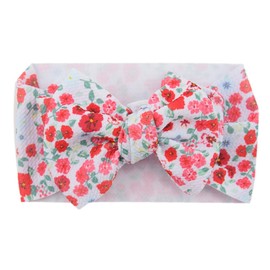 Koolgil Baby Girl's 8'' Soft Large Bowknot Nylon Printing Headband Toddler Hairband Set of 2 (2- Flowers 1, One Size)