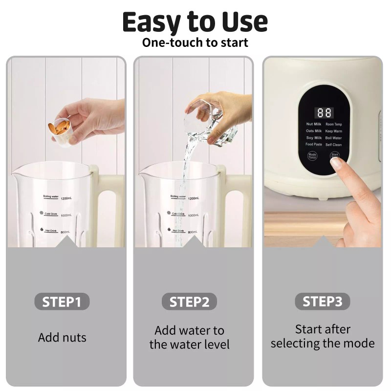 DFJKJUU Nut Milk Maker 8-in-1 Soybean Milk Machine 40oz for
