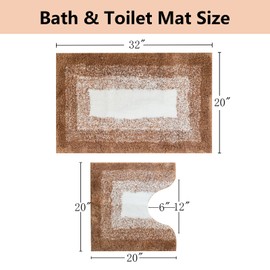 Akarise Bath mat, 2 Pieces, u Shape Toilet Rug, Ultra Soft Non-Slip Absorbent Bathroom Rug, Machine Washable Rug for Bedroom Living Room Kitchen entryway