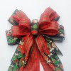 Handmade Ornaments on Black with Red Plaid Christmas Bow