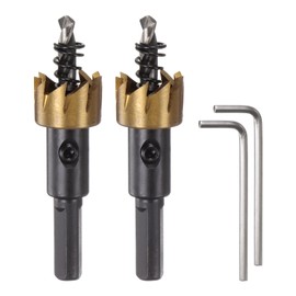 HARFINGTON 2pcs Hole Saws 18mm (45/64") M35 HSS (High Speed Steel) Titanium Coated Drill Bits Cutters Openers for Stainless Steel Aluminum Alloy Metal Wood Plastic