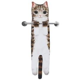 Cat Funny Hand Towels - Cute Bathroom Kitchen Towels Cat Decor Decorative Hanging Face Towels Super Absorbent Soft -Unique Mothers Day Birthday Christmas New Home Gifts for Women Mum Cat Lovers