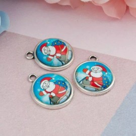 Unbranded 10 pcs. Antique Silver Circle Round Pendants Charms – 28mm x 23mm – Christmas