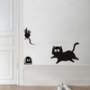 Cute Black Cat Catch Mouse Wall Decals Peel and Stick