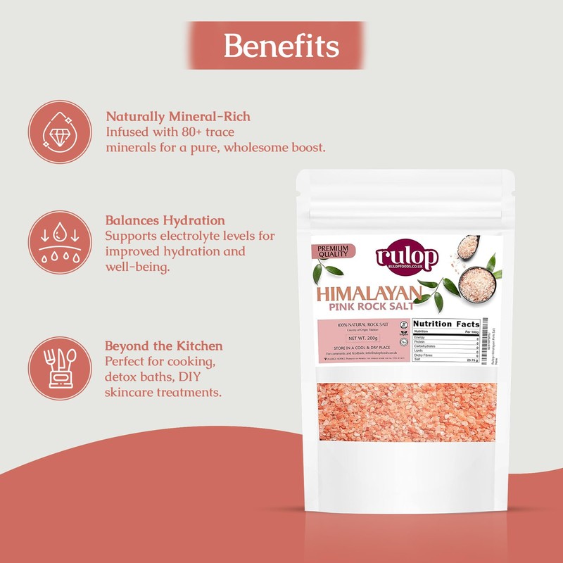 Rulop Himalayan Pink Fine Salt 200g, Vegan Himalayan Rock Salt,
