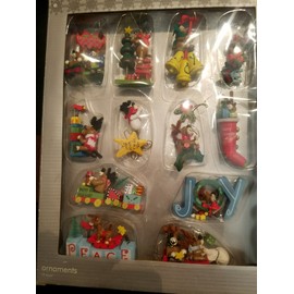 Mini Christmas Tree decoration set of 12 wood decorations