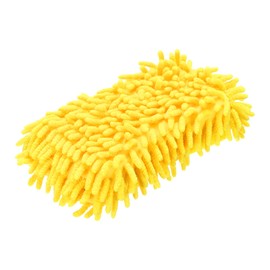sourcing map Car Wash Sponge 8.7" x 4.3" Chenille Microfiber Mitt Scratch-Free Absorbent Scour Scrubber Cleaning Sponge for Washing Detailing on Cars, Trucks, SUV, Boats, RVs, Yellow