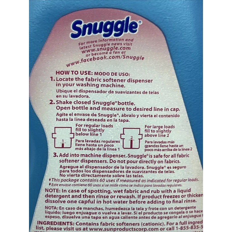 Snuggle Fabric Softener 48 oz Fresh Spring Flowers 60 Loads