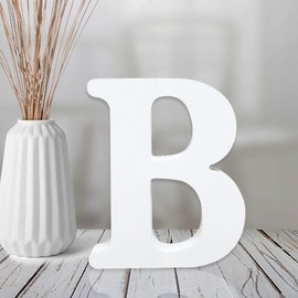 AOCEAN 4 Inch White Wood Letters Unfinished Wood Letters for Wall Decor Decorative Standing Letters Slices Sign Board Decoration for Craft Home Party Projects (B)