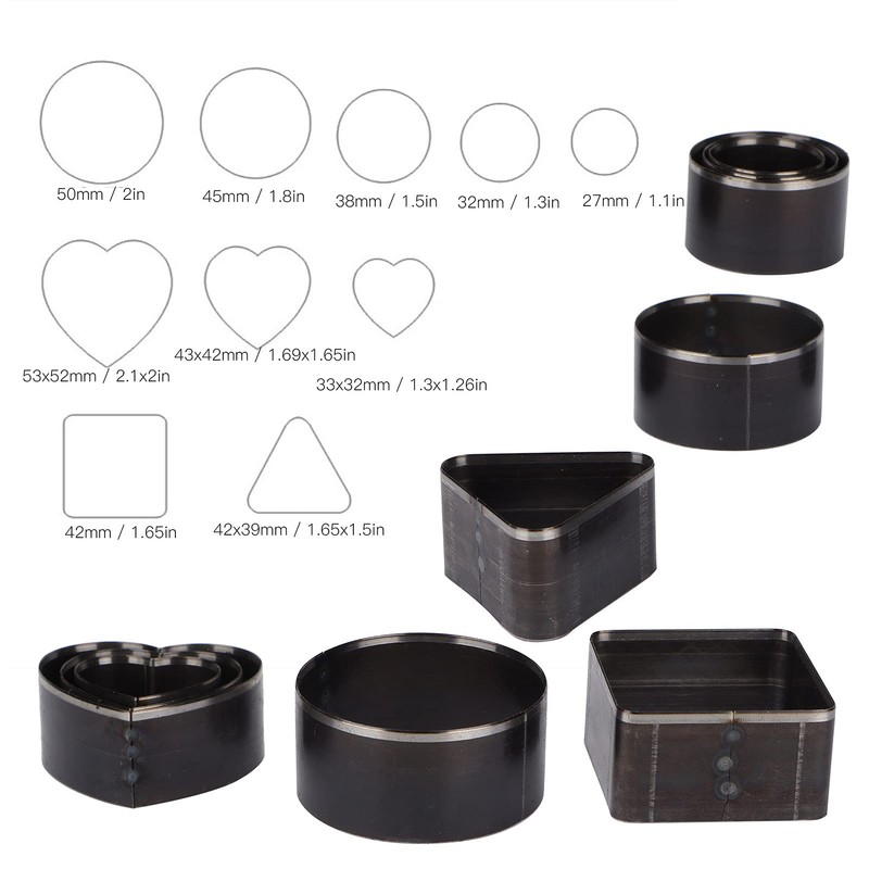 10 Piece Leather Cutting Dies Set Carbon Steel Multiple Shapes