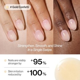 ohora Esmalte de uñas transparente 2 en 1 y fortalecedor (confeti dorado) | Corrector de uñas tintado | Endurecedor de uñas para uñas débiles y dañada