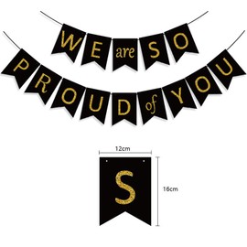 HSC We Are So Proud of You Graduation Banner Graduation Decorations for University College Ceremonies Background School Home Party Bunting Black Gold