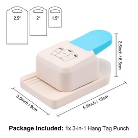 OTCRAFT 3 in 1 Hanging Punch 1.5 Inch 2/2.5 Inch Banner and Label Shape Leverage Craft Punch for Gift Tag Paper Craft Scrapbooking Crafts 3.5 x 5.9 x 2.6 inch