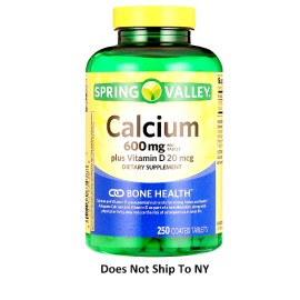 Spring Valley Calcium Supplement 600mg with Vitamin D3 20mcg Bone Health 250-CT