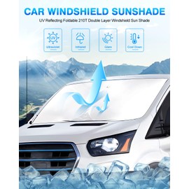KUST Windshield Sun Shade for Ford E-Transit 2022 2023 2024 2025 Window Shade Sun Visor Cover Foldable Blocks UV Rays Keep Your Car Cooler