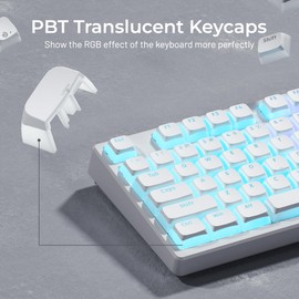 XVX Pudding Keycaps – Translucent PBT White Keycaps, XDA Profile, 117 Keys Compatible with 61/68/84/87/104 Mechanical Keyboards for MX Switches, Shine Through Keycaps Design
