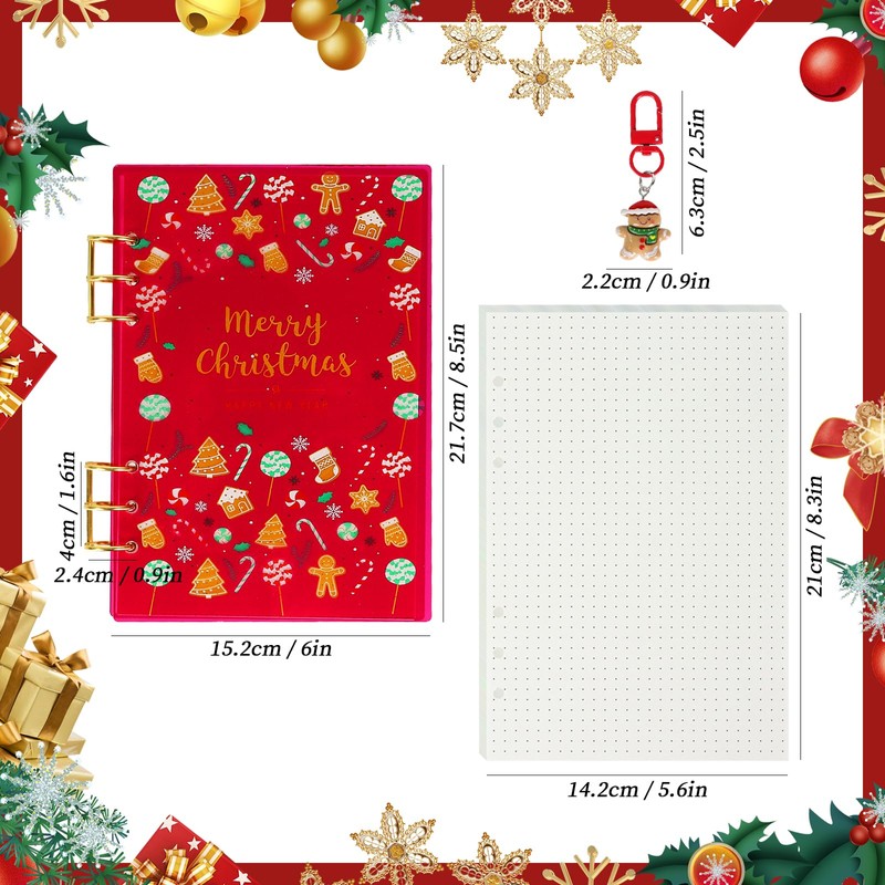 Koqye Festive A5 6-Ring Binder with Christmas Design, Acrylic Cover,