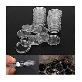 Xiaolanwelc@ 100Pcs/Set 32mm Clear Coin Capsules Case Coins Holders Specie Container Storage Boxes Organizer Collectibles (32 mm)