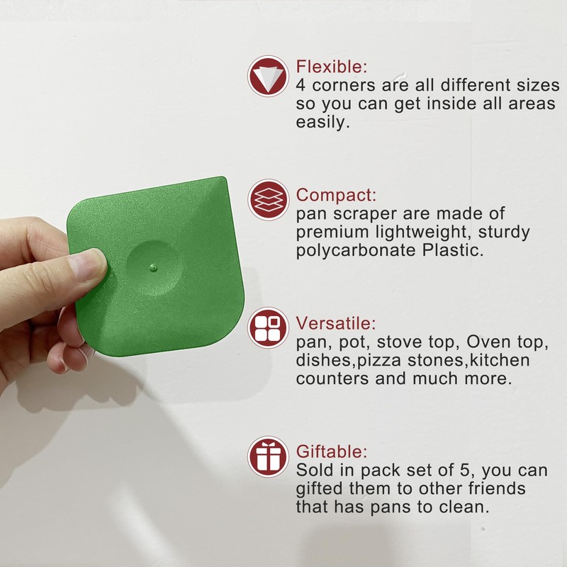 Herda Pan Scraper Pot Scraper Plastic Kitchen Scraper Tool, 5pcs