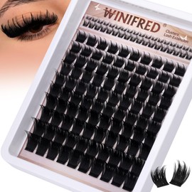 Winifred Lash Clusters with Spikes Thick Volume Manga Cluster Eyelash Extensions Wispy C Curly Eyelash Clusters with Bottom Lashes 8-16mm Wide Span Anime Individual Lashes