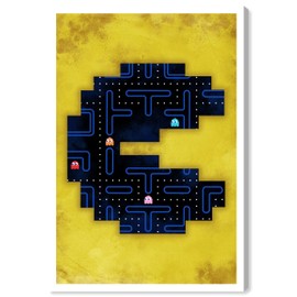 Wynwood Studio Entertainment and Hobbies Wall Art Canvas Prints 'Classic Arcade Game' Home Décor, 24" x 36", Yellow, Blue